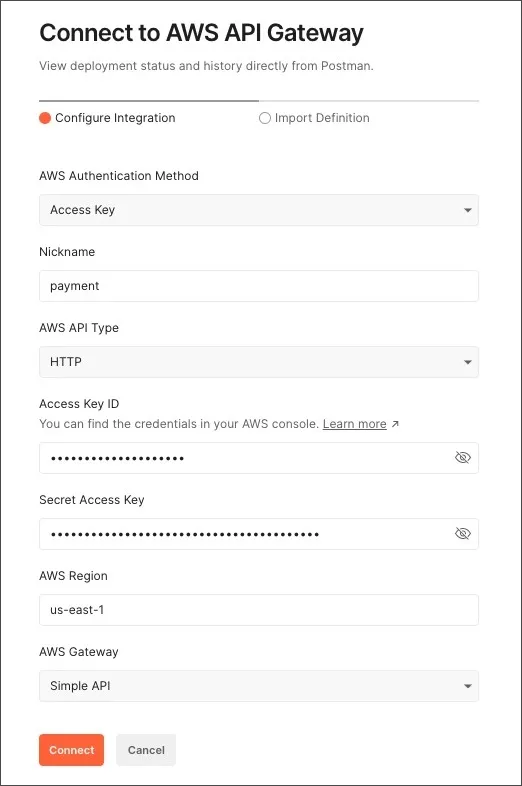 Connecting with AWS access key