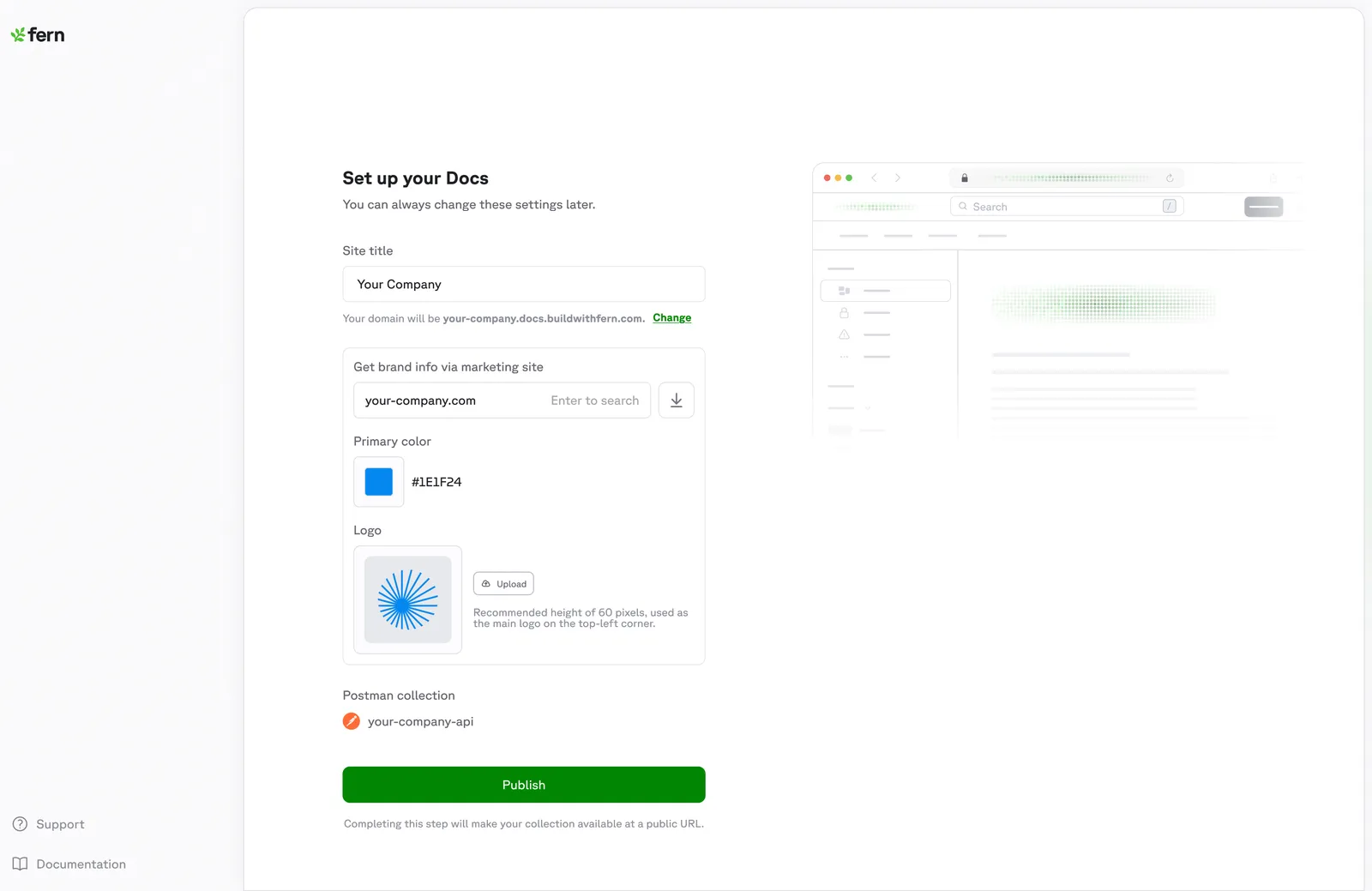 Docs site settings