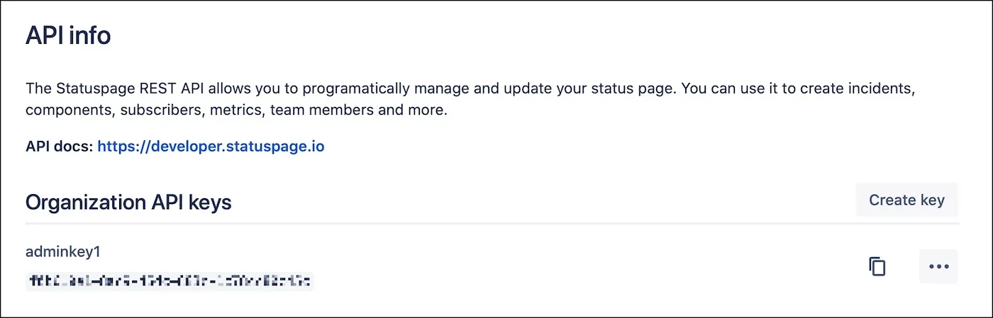 Statuspage API key