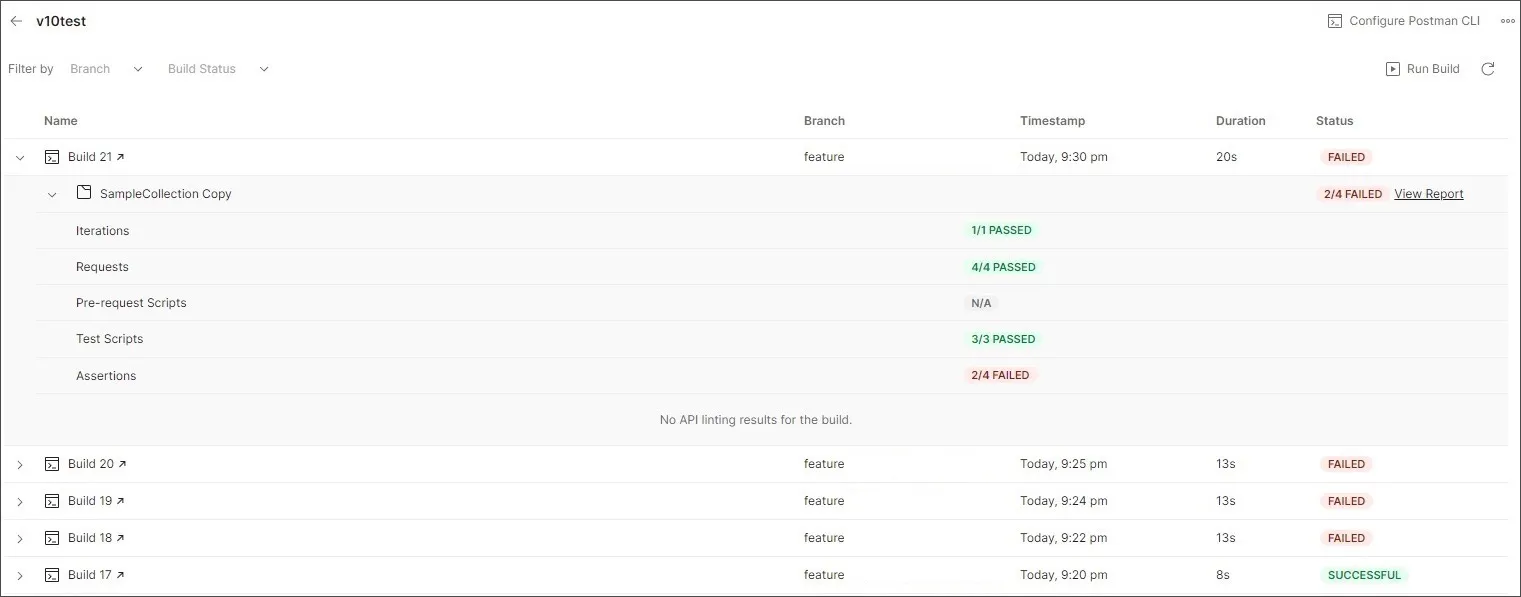View all Bitbucket Pipelines builds
