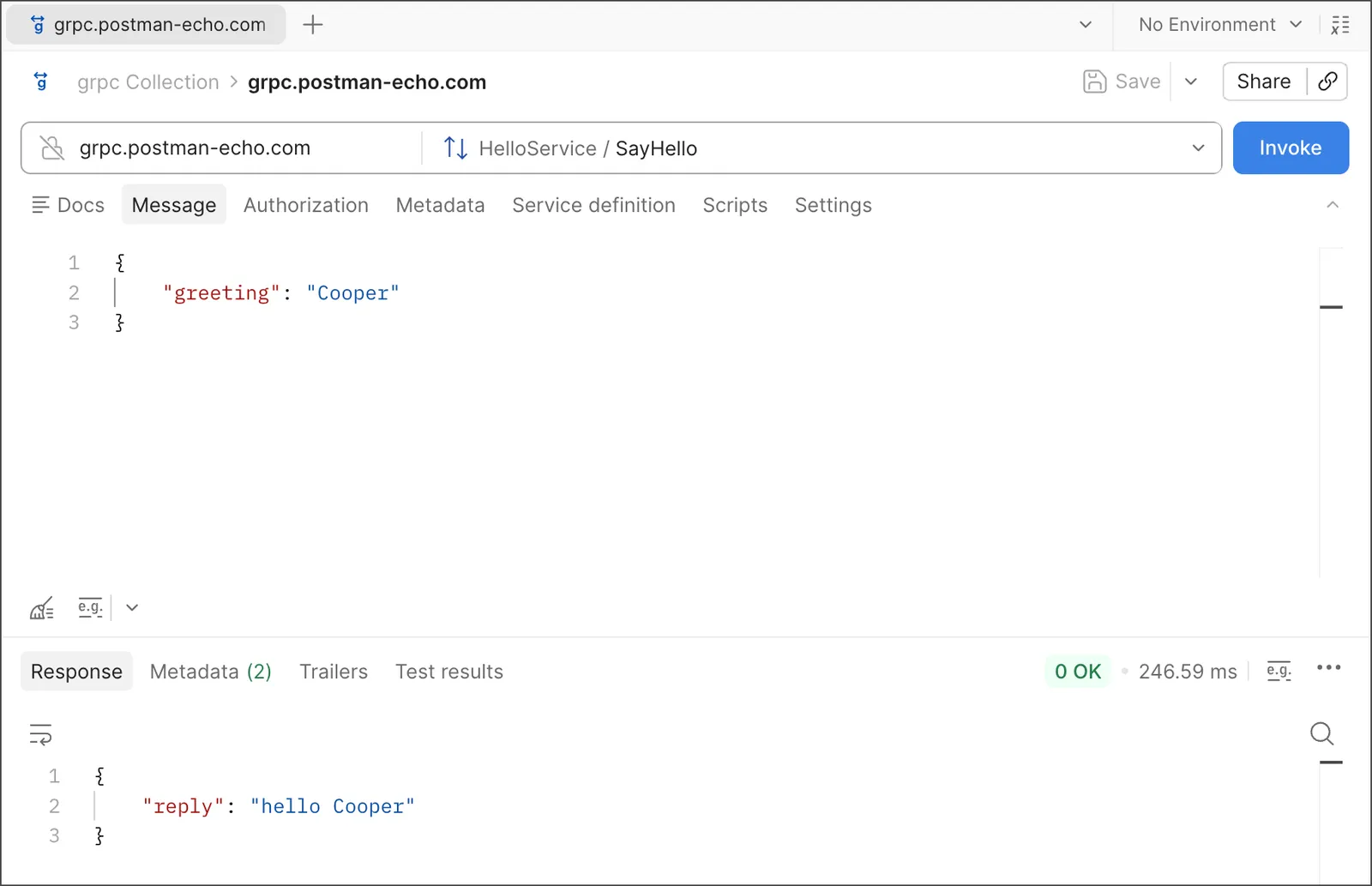 gRPC request interface