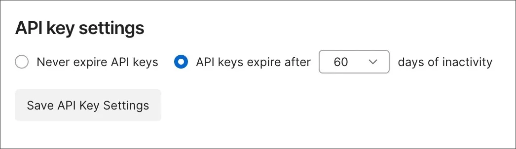 API key settings