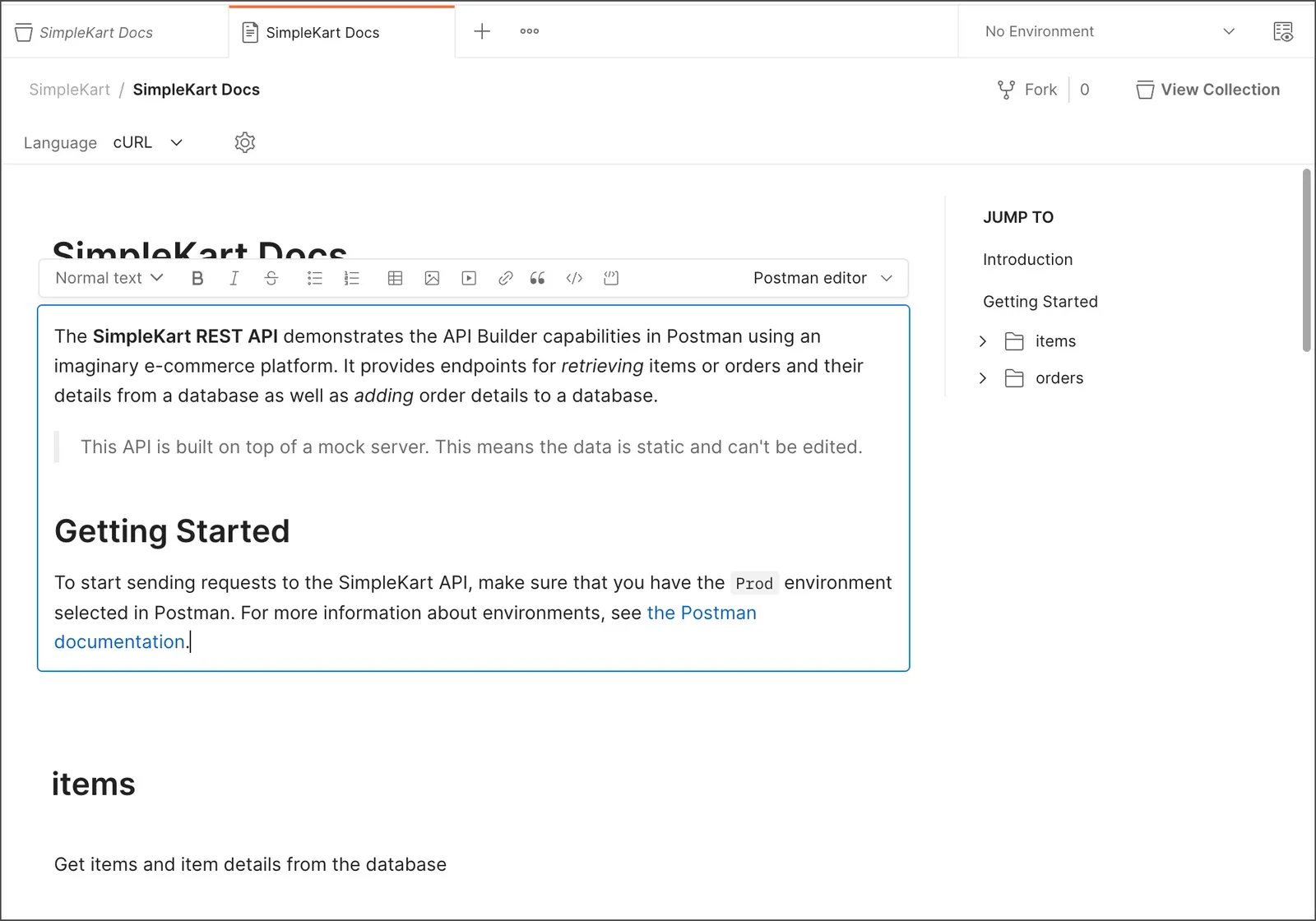 Editing API documentation