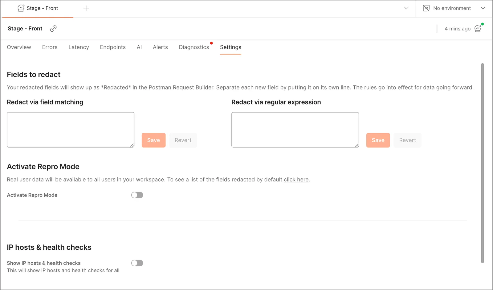 Settings tab