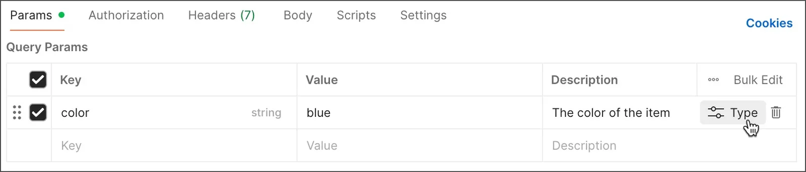 Parameter descriptions