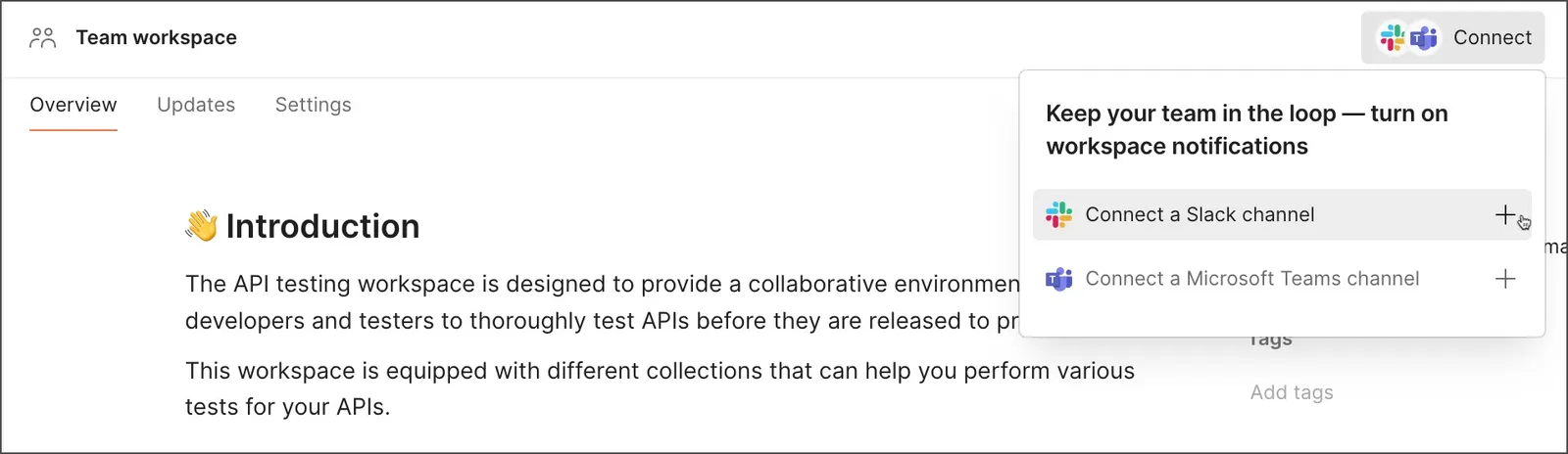 Connect a workspace to Slack