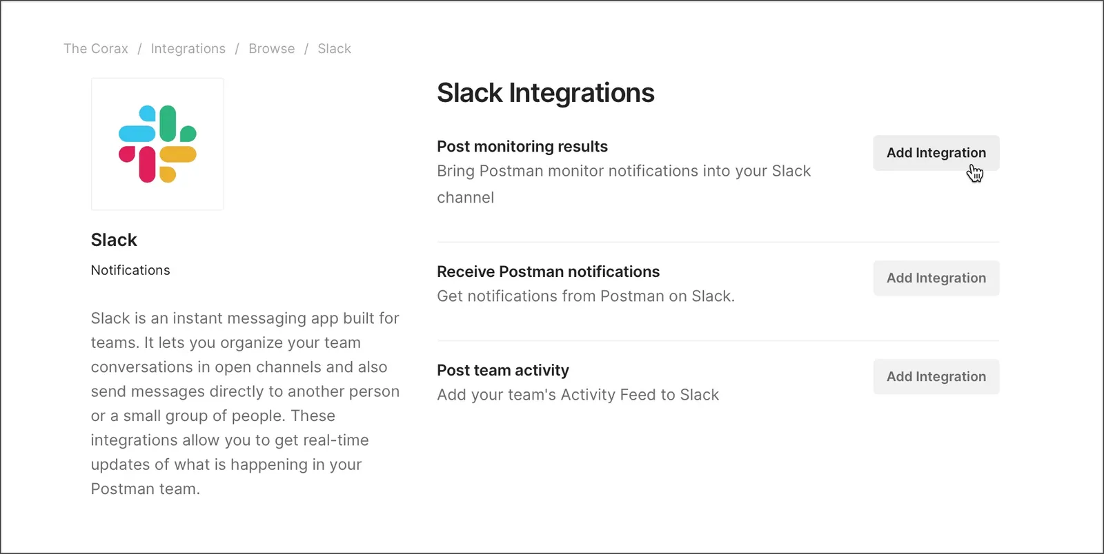 Select Slack monitoring integration