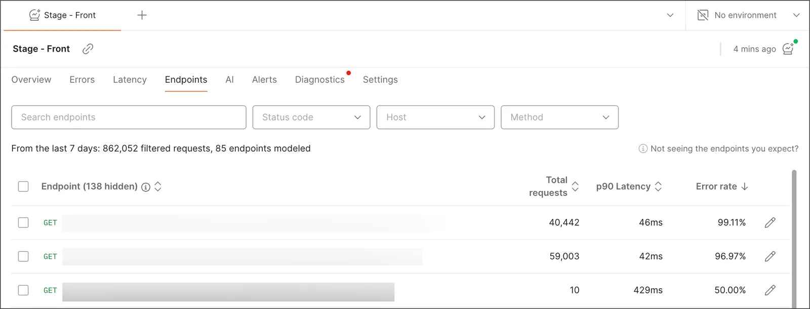 Endpoints tab