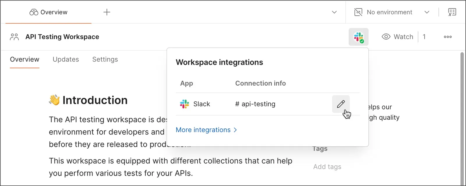 Edit the connection to Slack