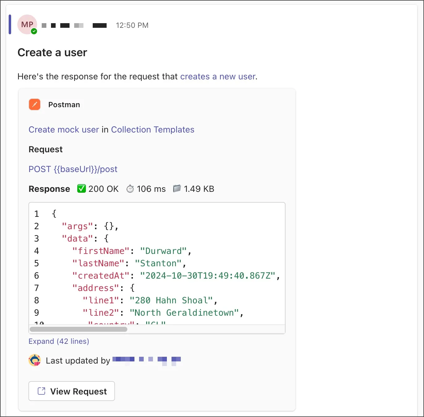 Teams rich links response