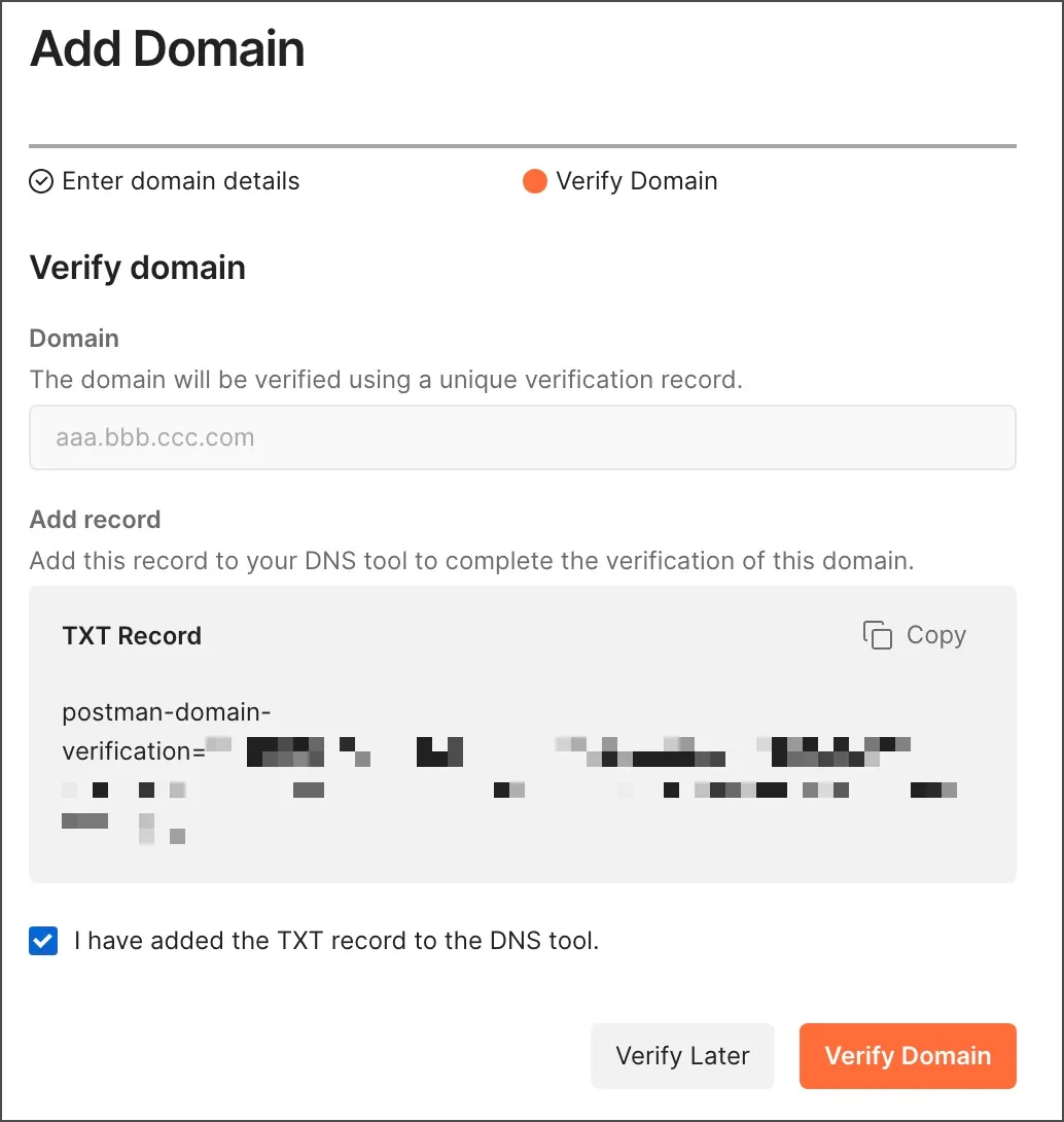 Verify domain for API authentication