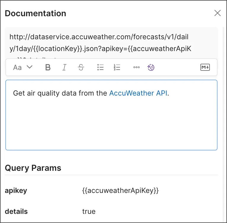 Documenting a request