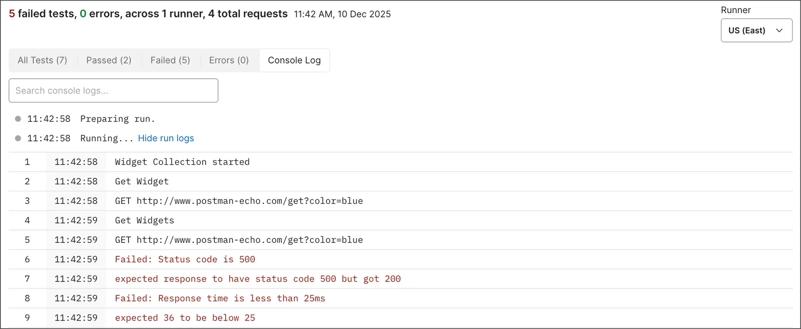 Console log