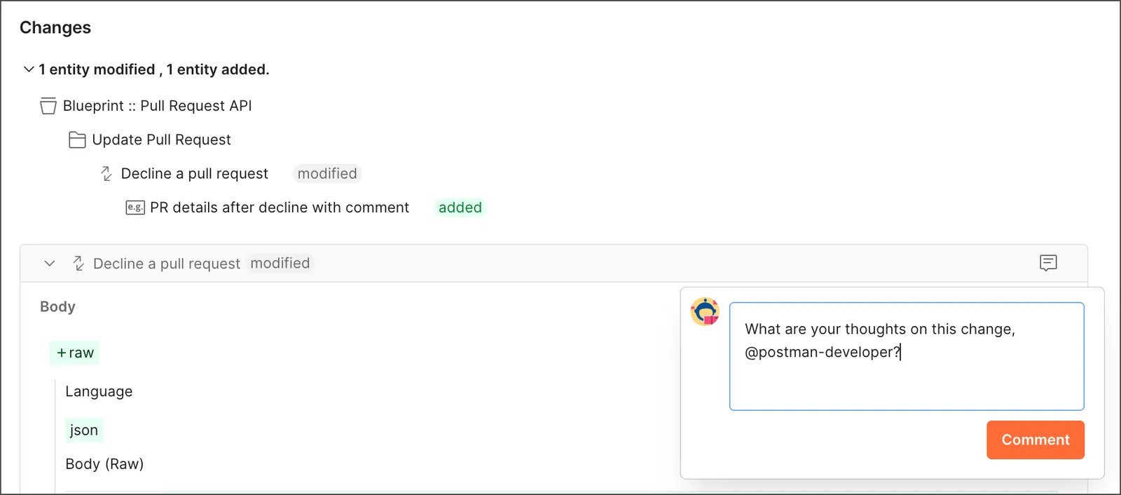 Add an inline comment to a pull review