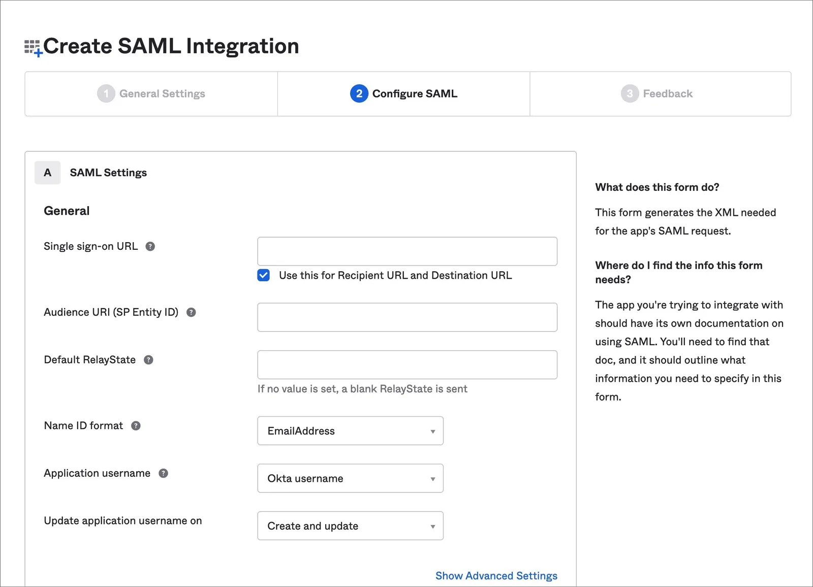 Configure custom SAML settings