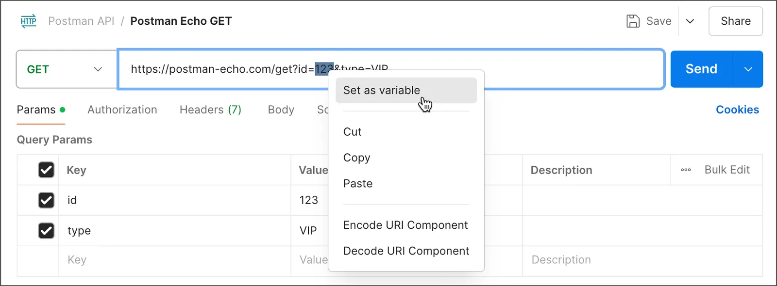 Set as variable