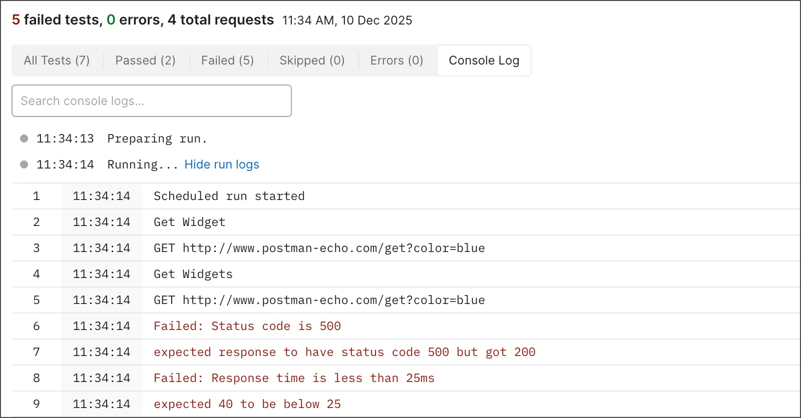 Console log