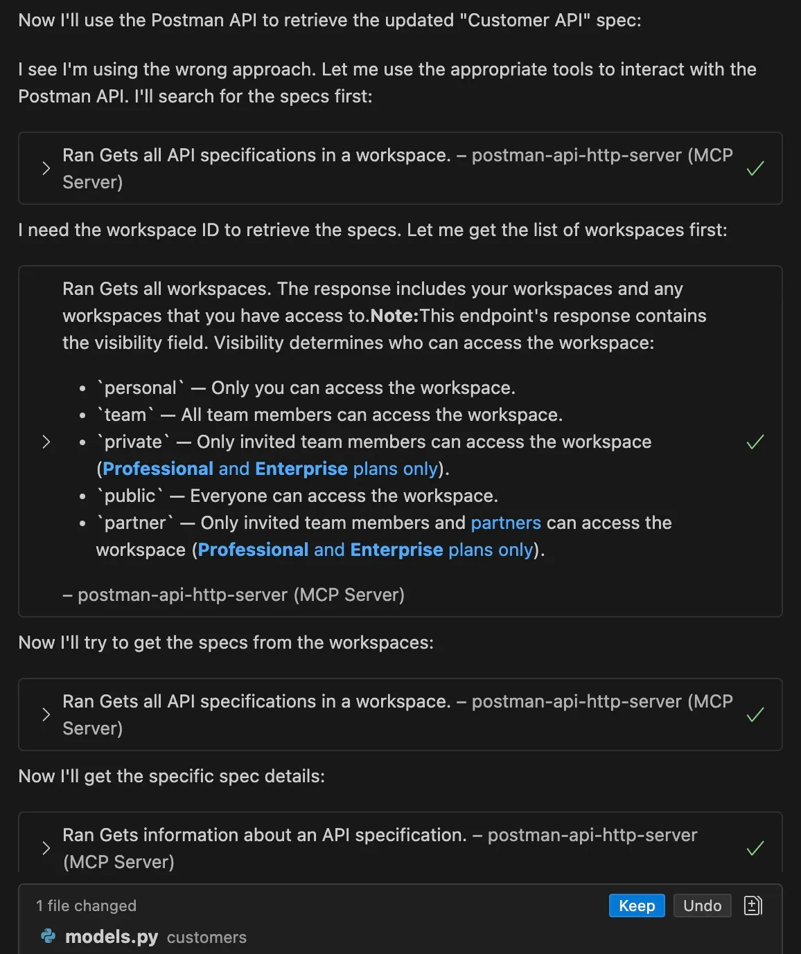 The agent confirms that it's made the adjustments and requests the user's confirmation