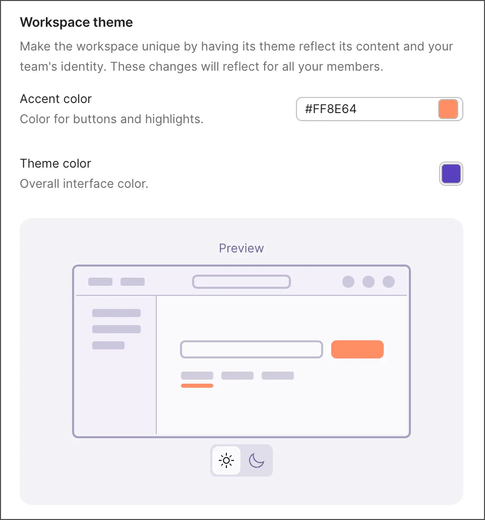 Select a workspace theme