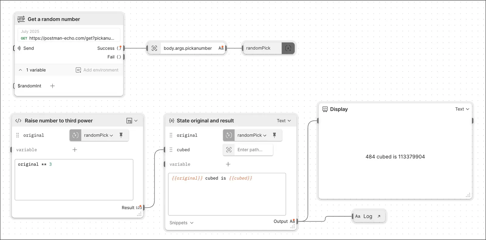 A flow that logs output