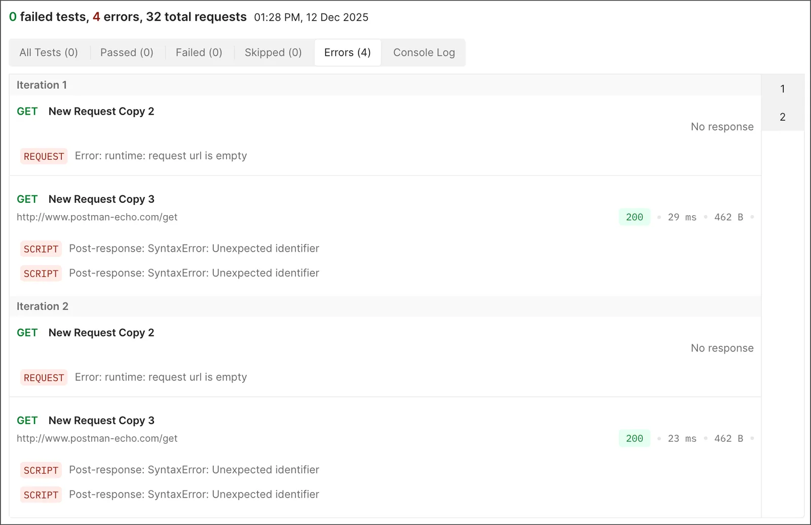 Scheduled run errors
