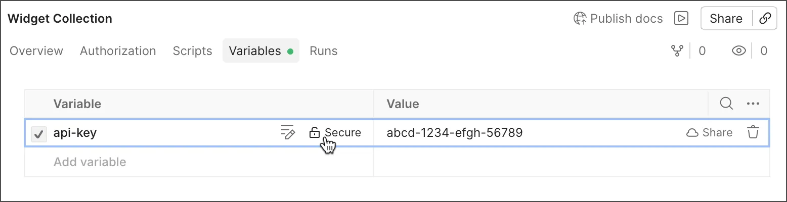 Set a variable as secure