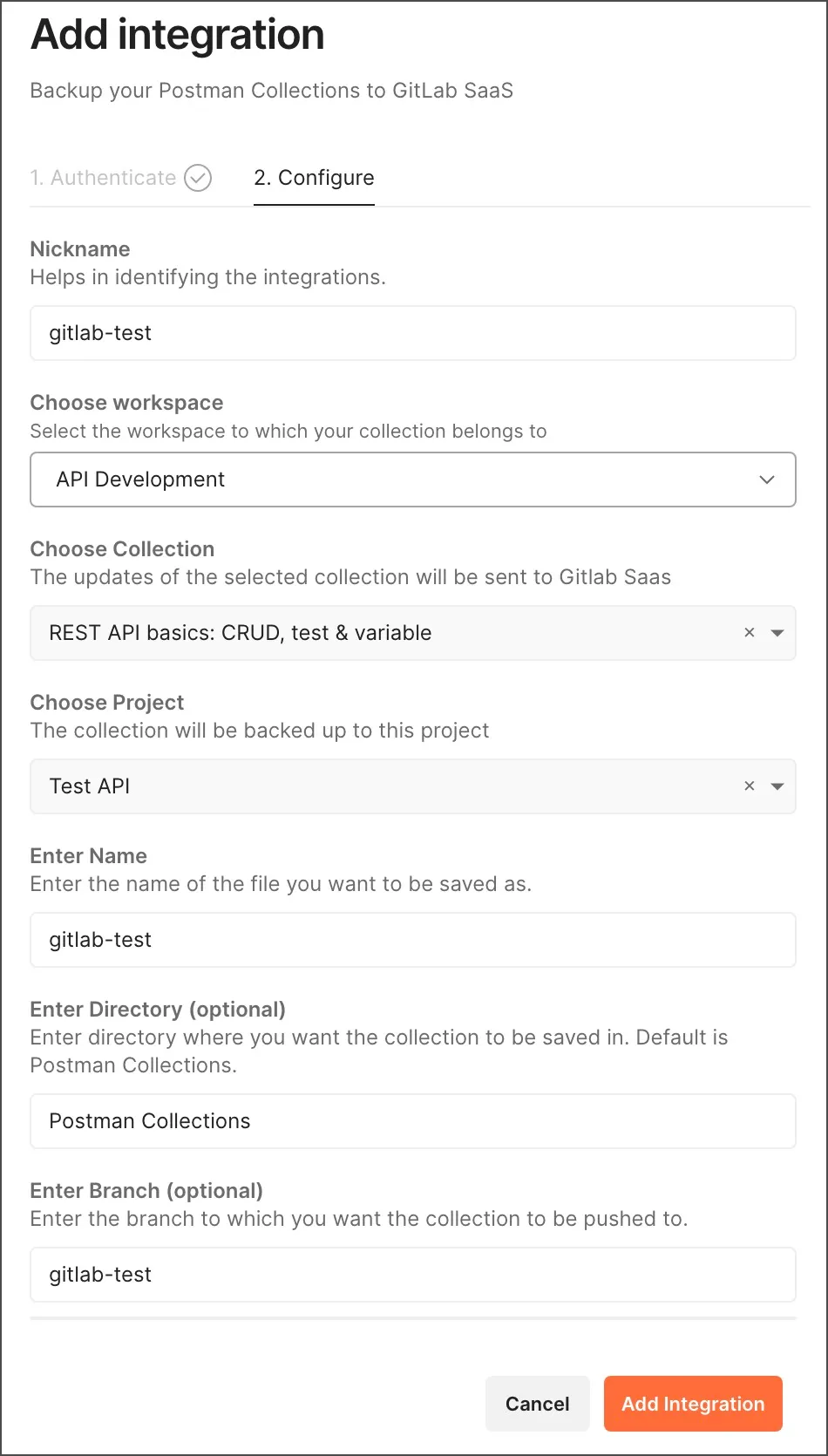 GitLab integration configuration