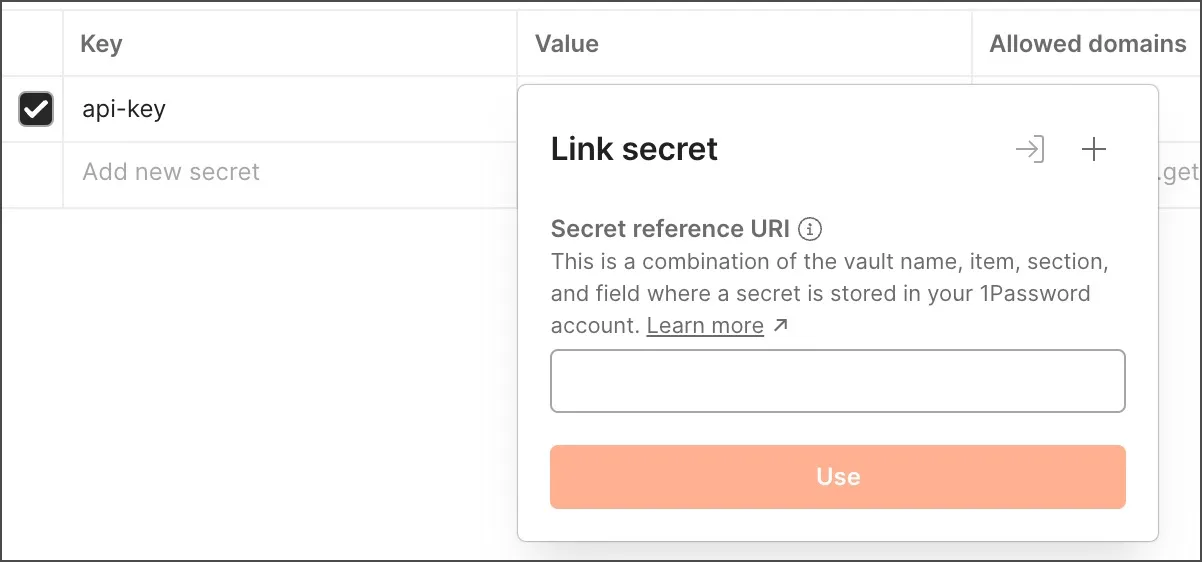 Link 1Password value