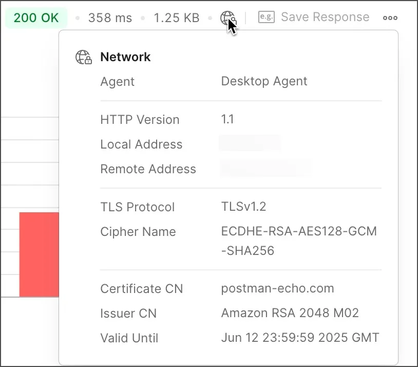 Hover over the network icon for network information