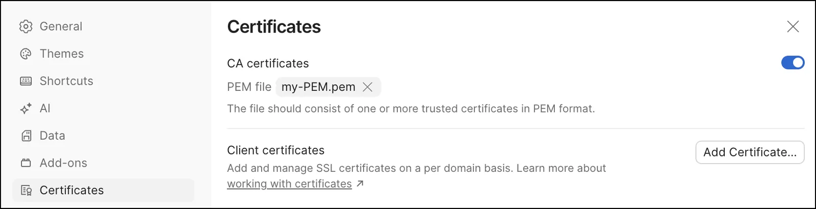 Add a CA certificate