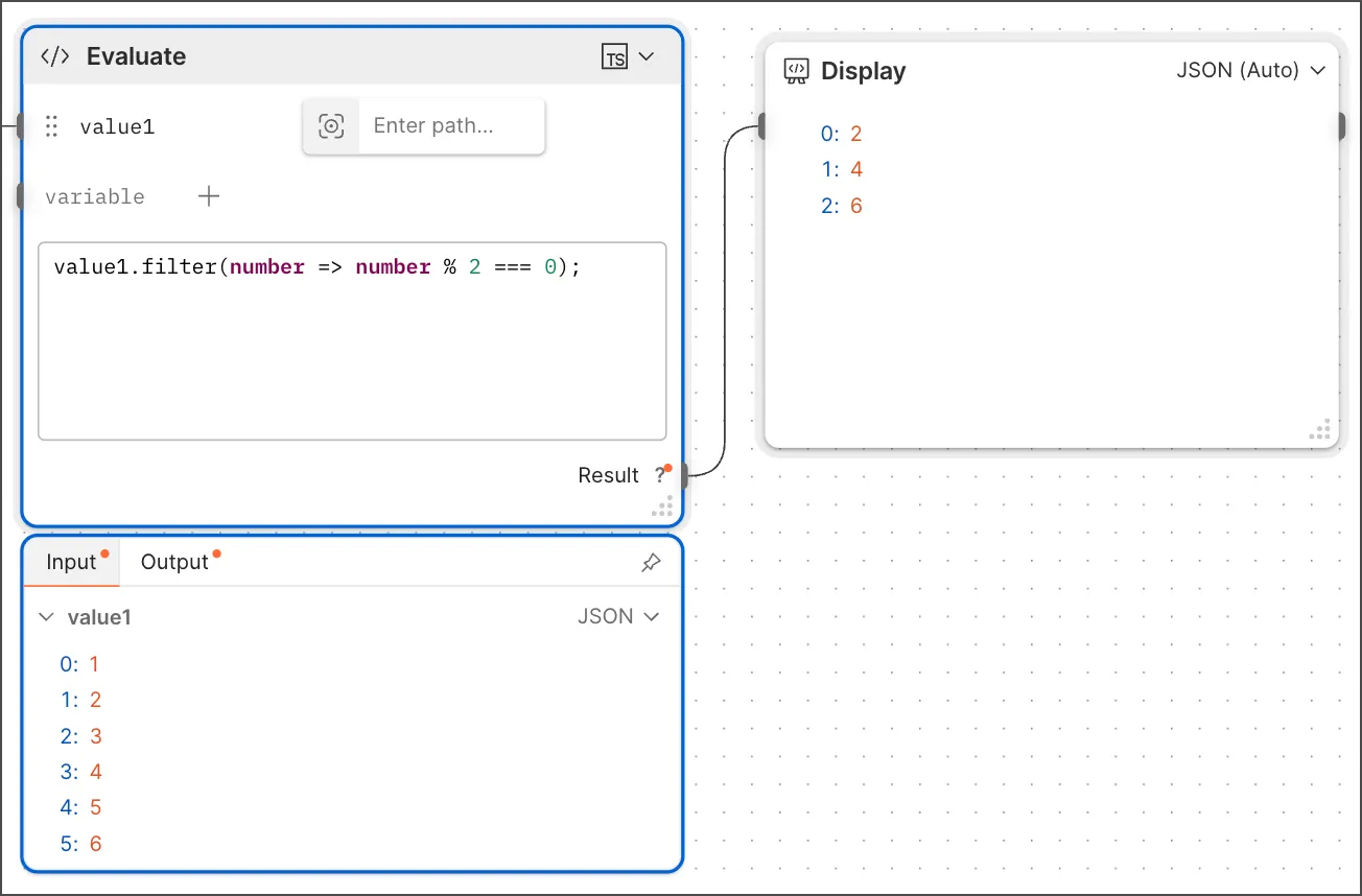 TypeScript in an Evaluate block