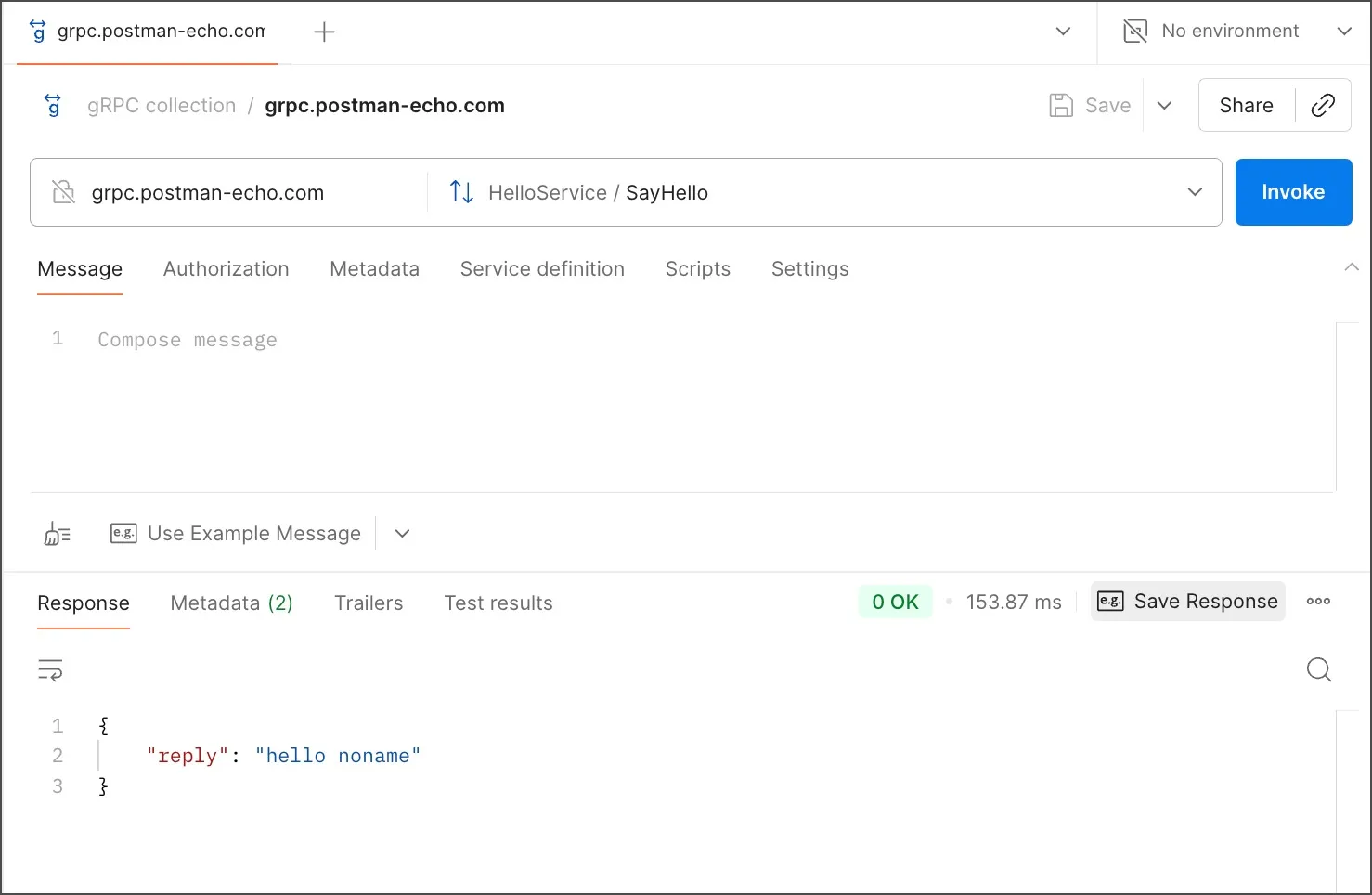 gRPC Save Response button gRPC Save Response button