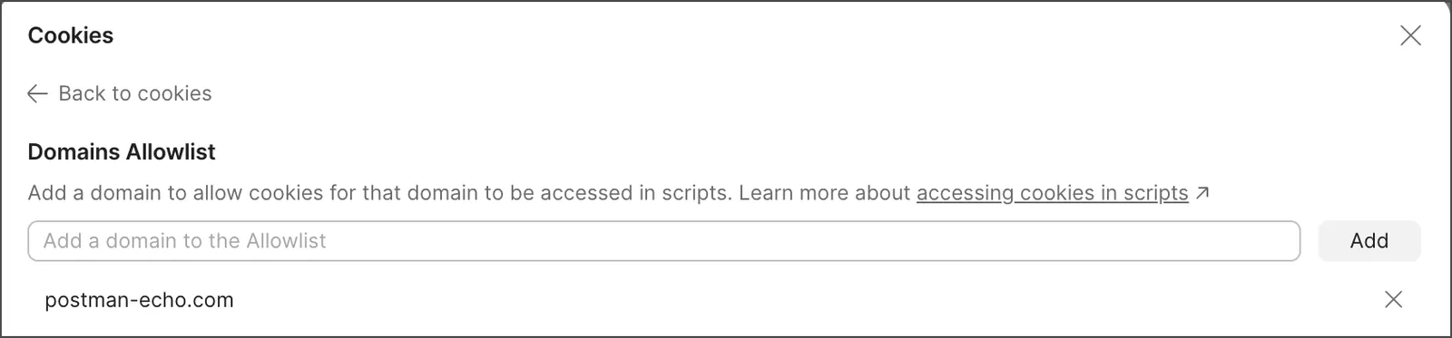 Manage cookies domains allowlist