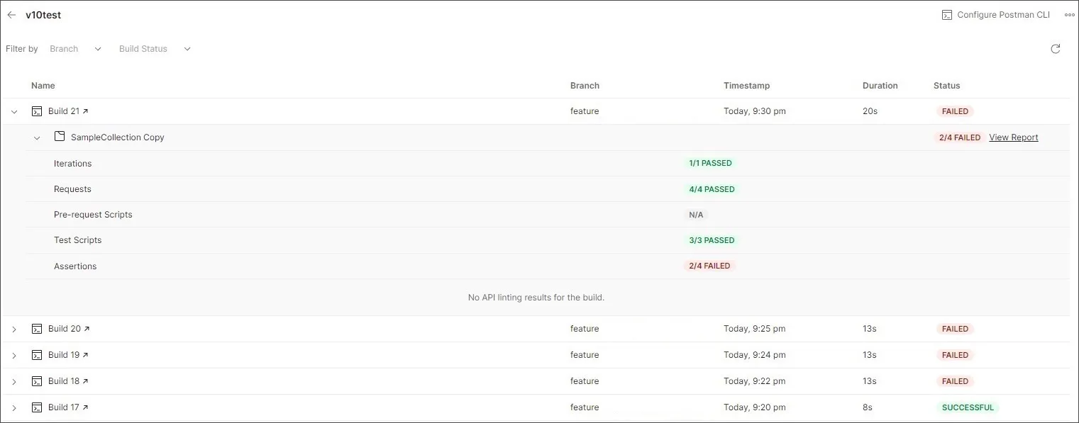 View all GitHub builds