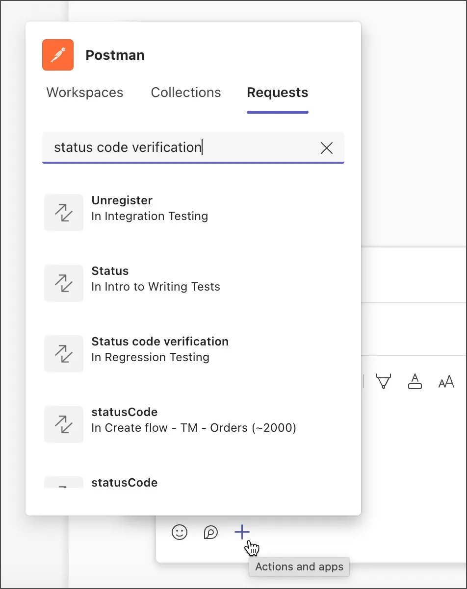 Share Postman elements in Teams
