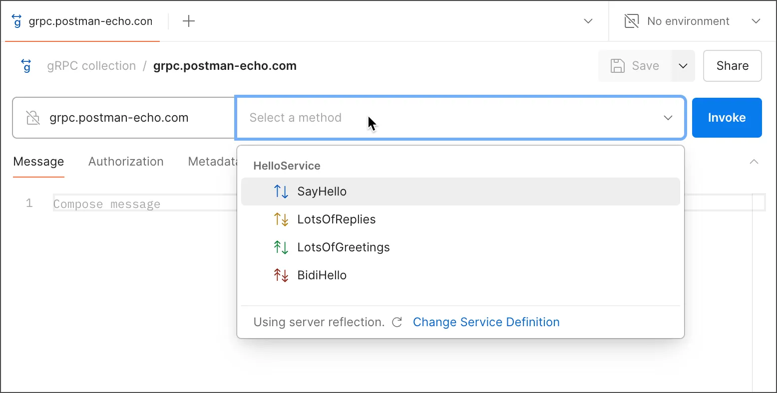 Using service definition