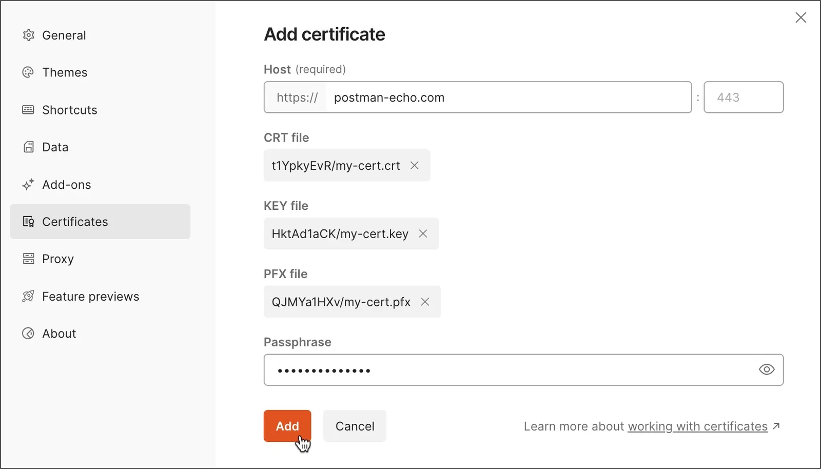 Add a client certificate