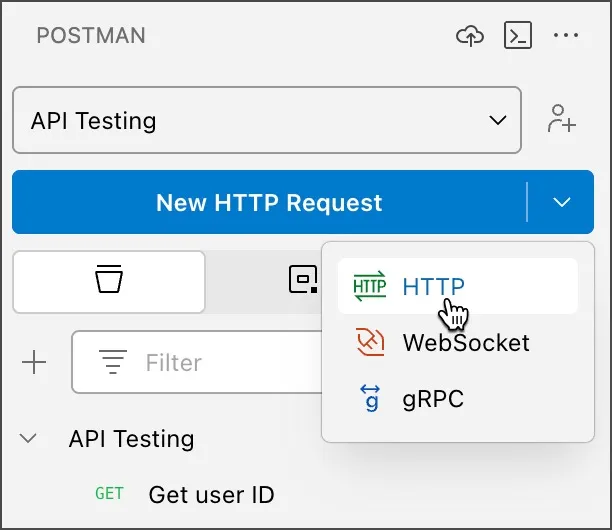 The request dropdown list