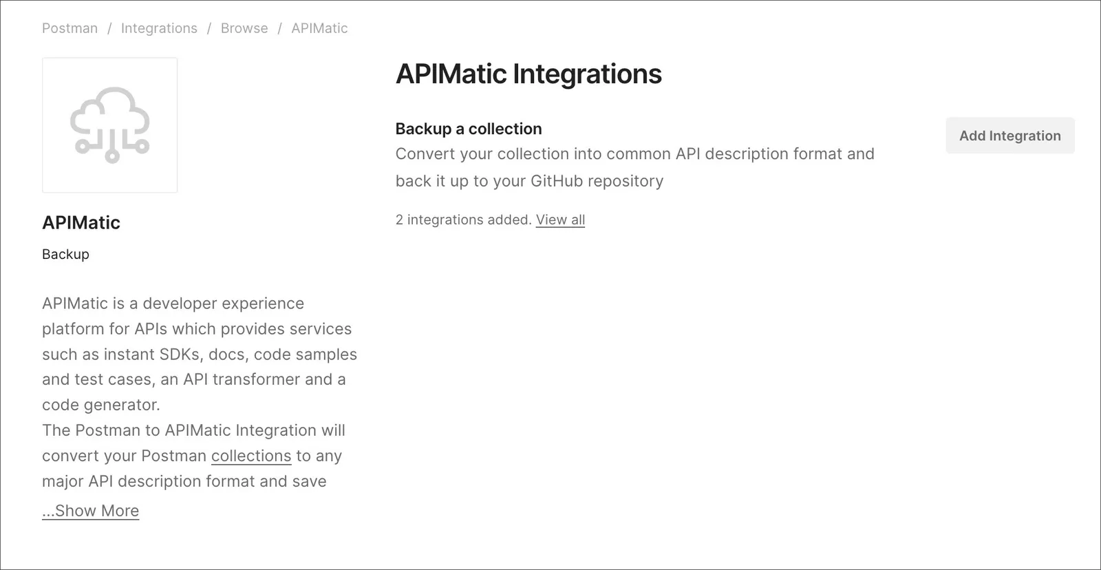 Add APIMatic integration