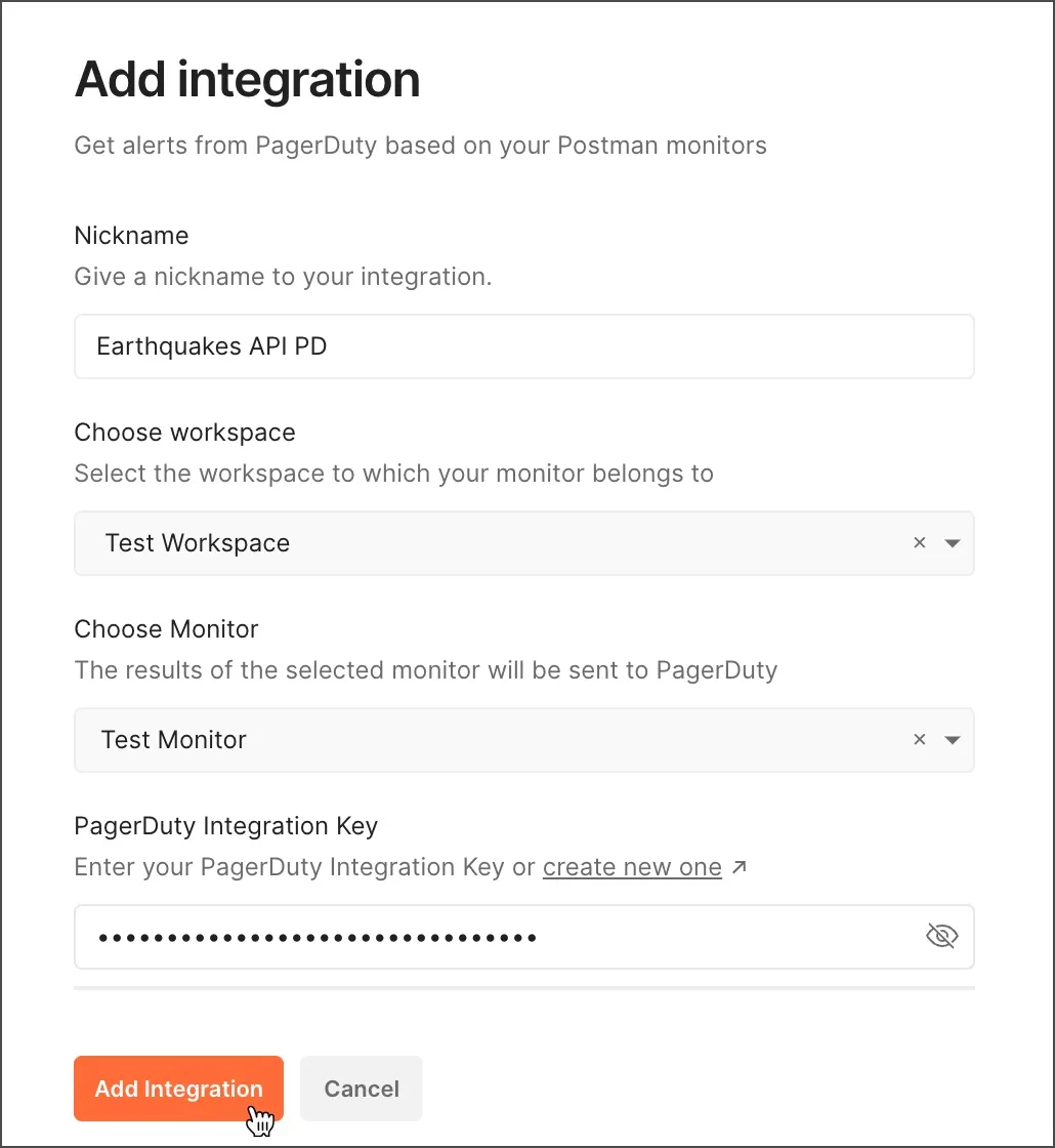 Create a new PagerDuty integration