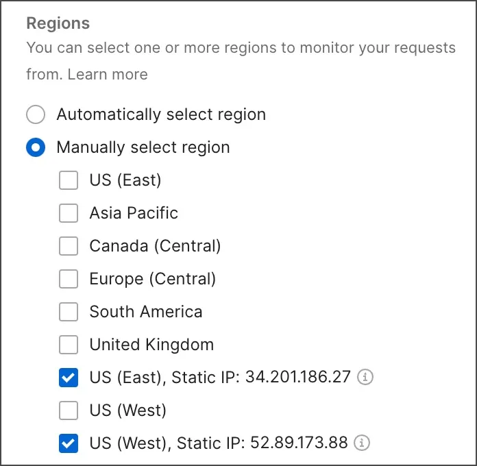 Manually select regions