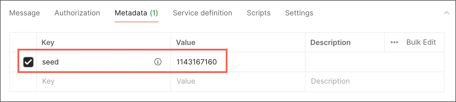 gRPC request seed