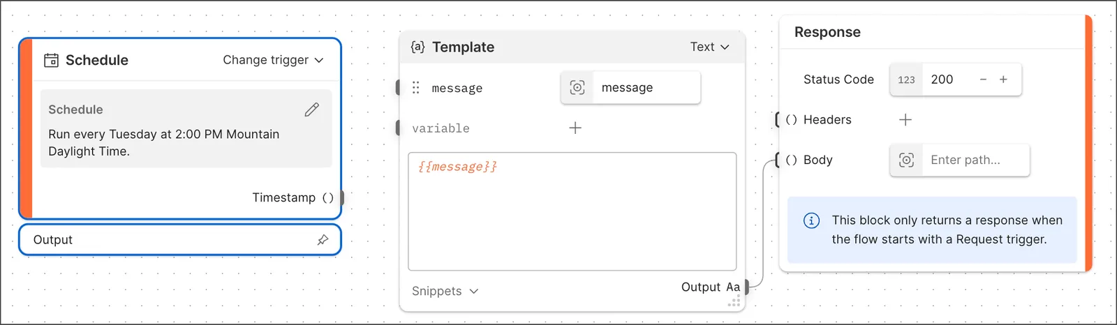 Schedule block example