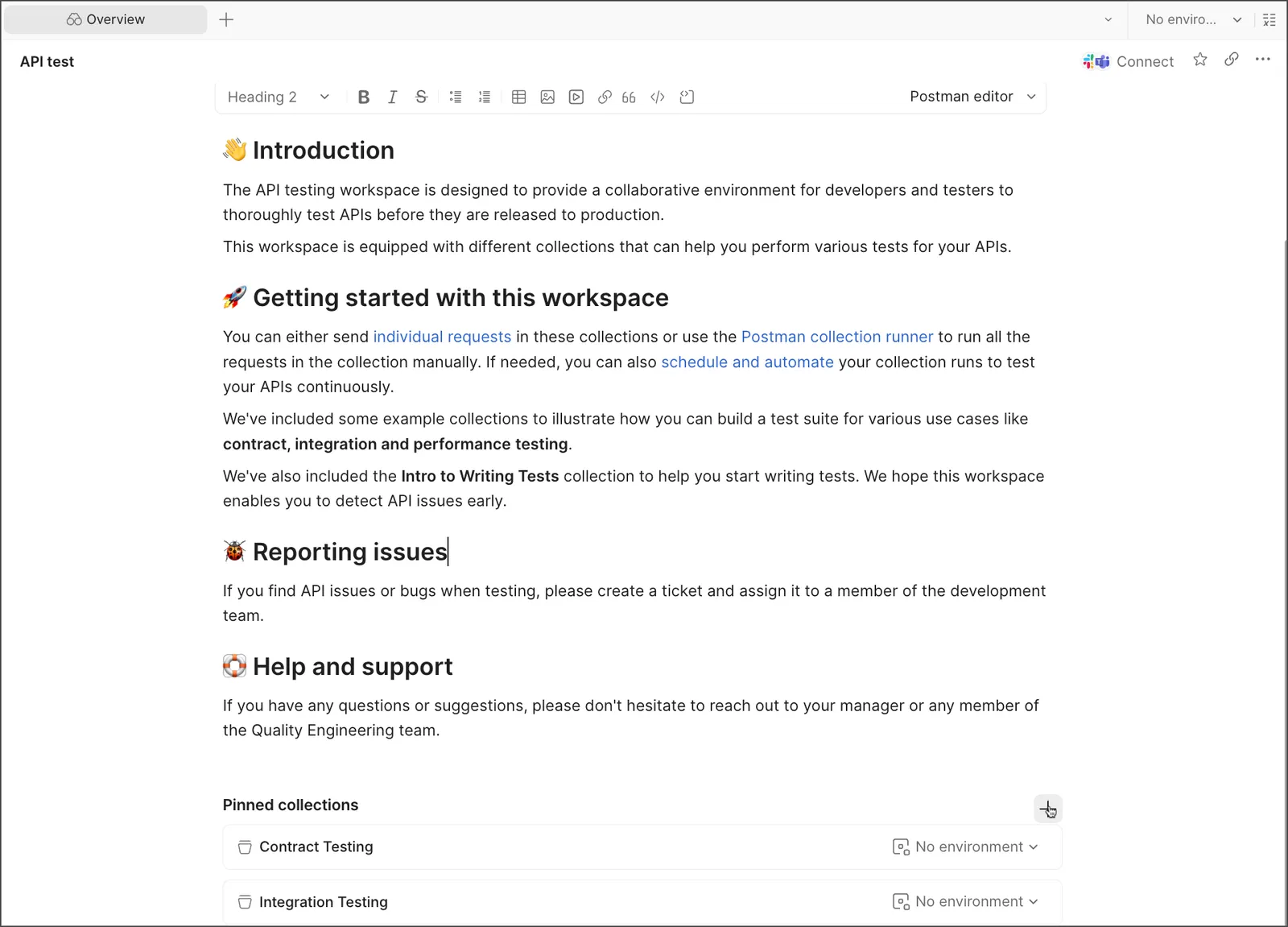 Pin a collection in a workspace