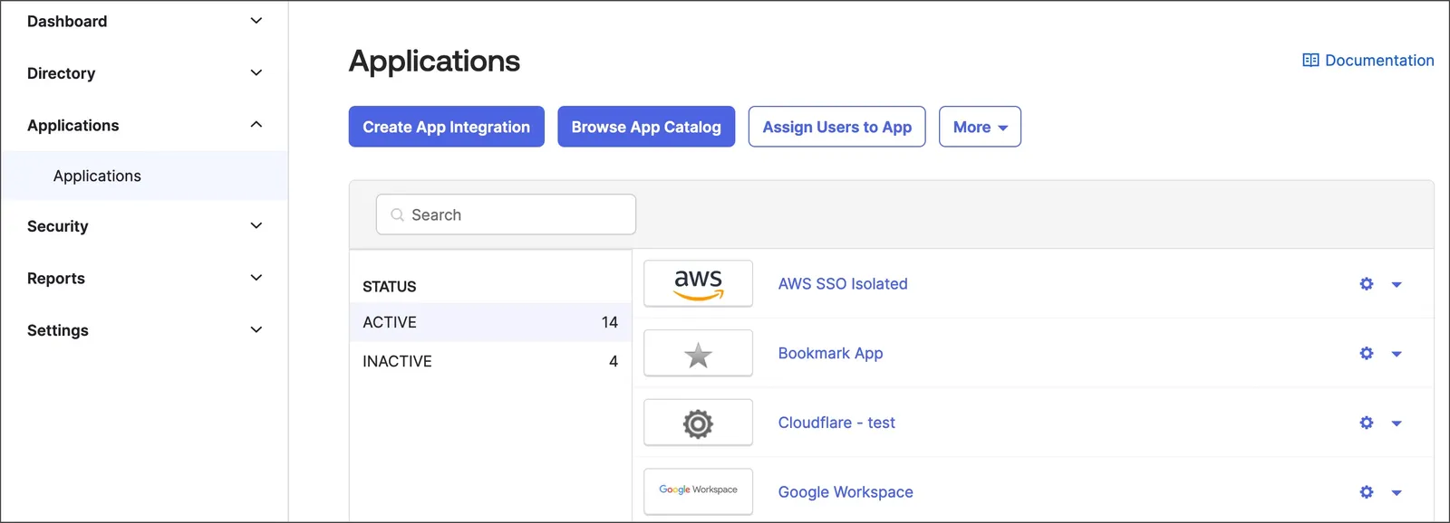 Create new Okta app