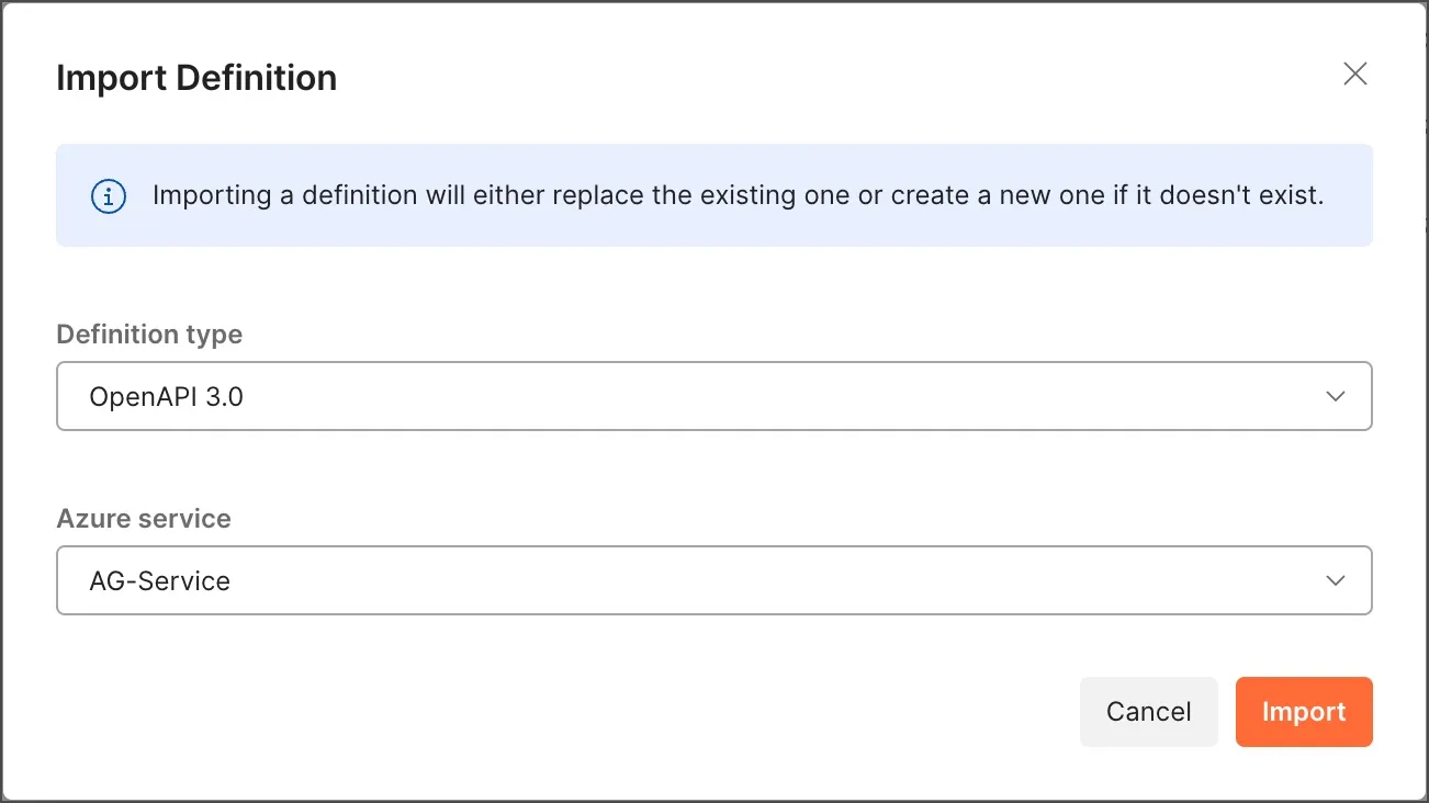 Importing a definition