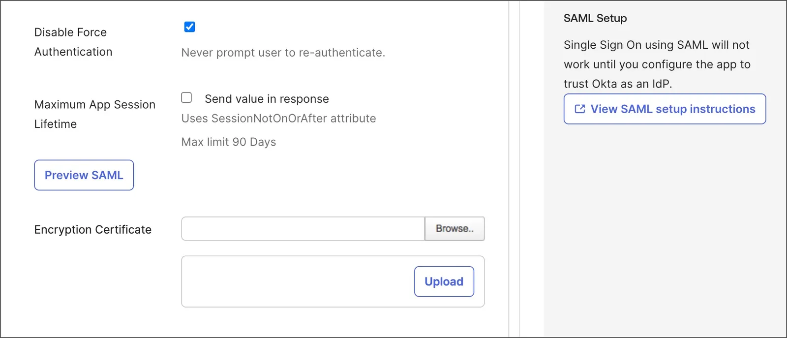 Edit sign on method settings