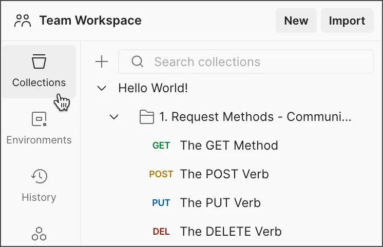 Collections selected in the sidebar