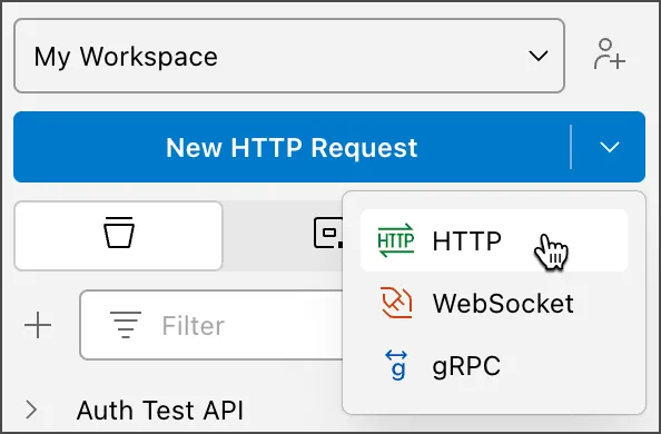 The request dropdown list