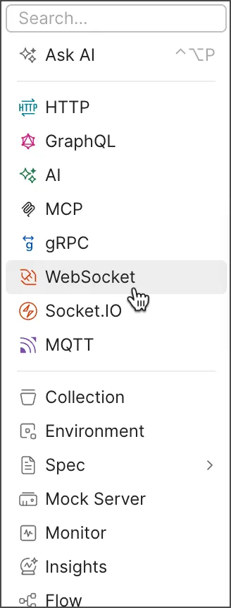 New WebSocket request